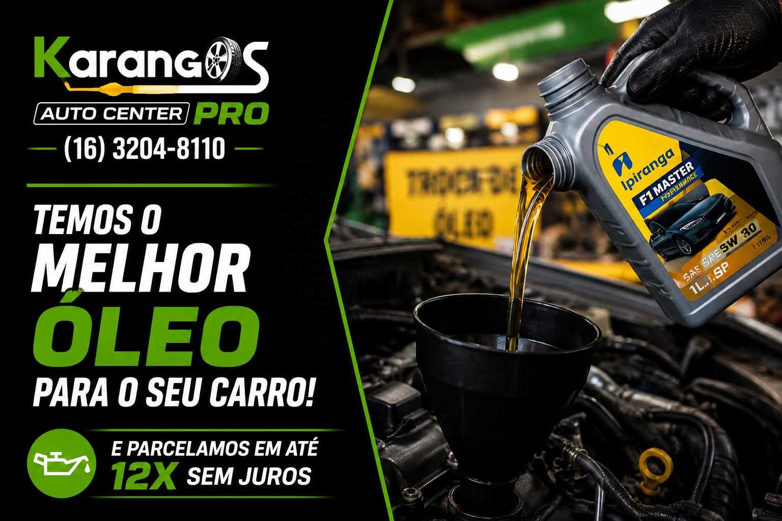 Troca de óleo e filtro com lubrificante de qualidade em Jaboticabal — Karangos Pro Auto Center
