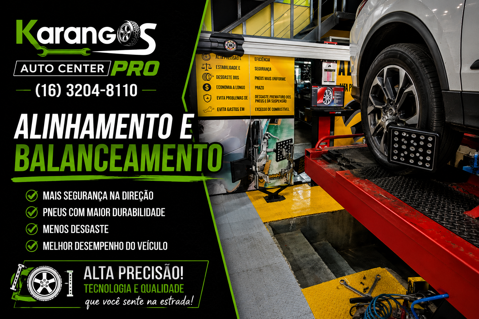 Geometria veicular e alinhamento de suspensão com tecnologia — Karangos Auto Center
