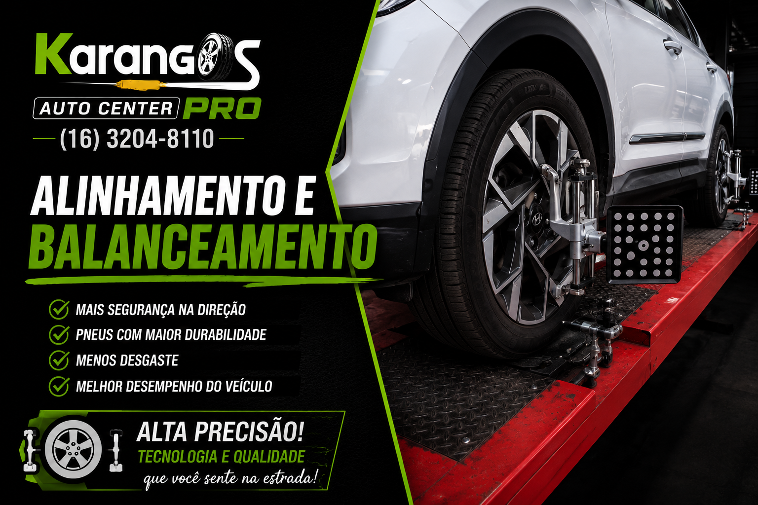 Alinhamento 3D de SUV com sensores de alta precisão — Karangos Pro Jaboticabal